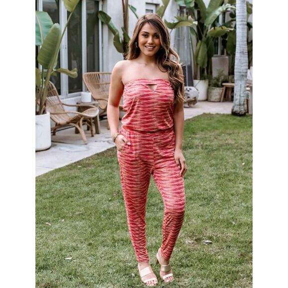Verónica M Penzi Strapless Cut-Out Stretch Jumpsuit size small - Picture 1 of 6